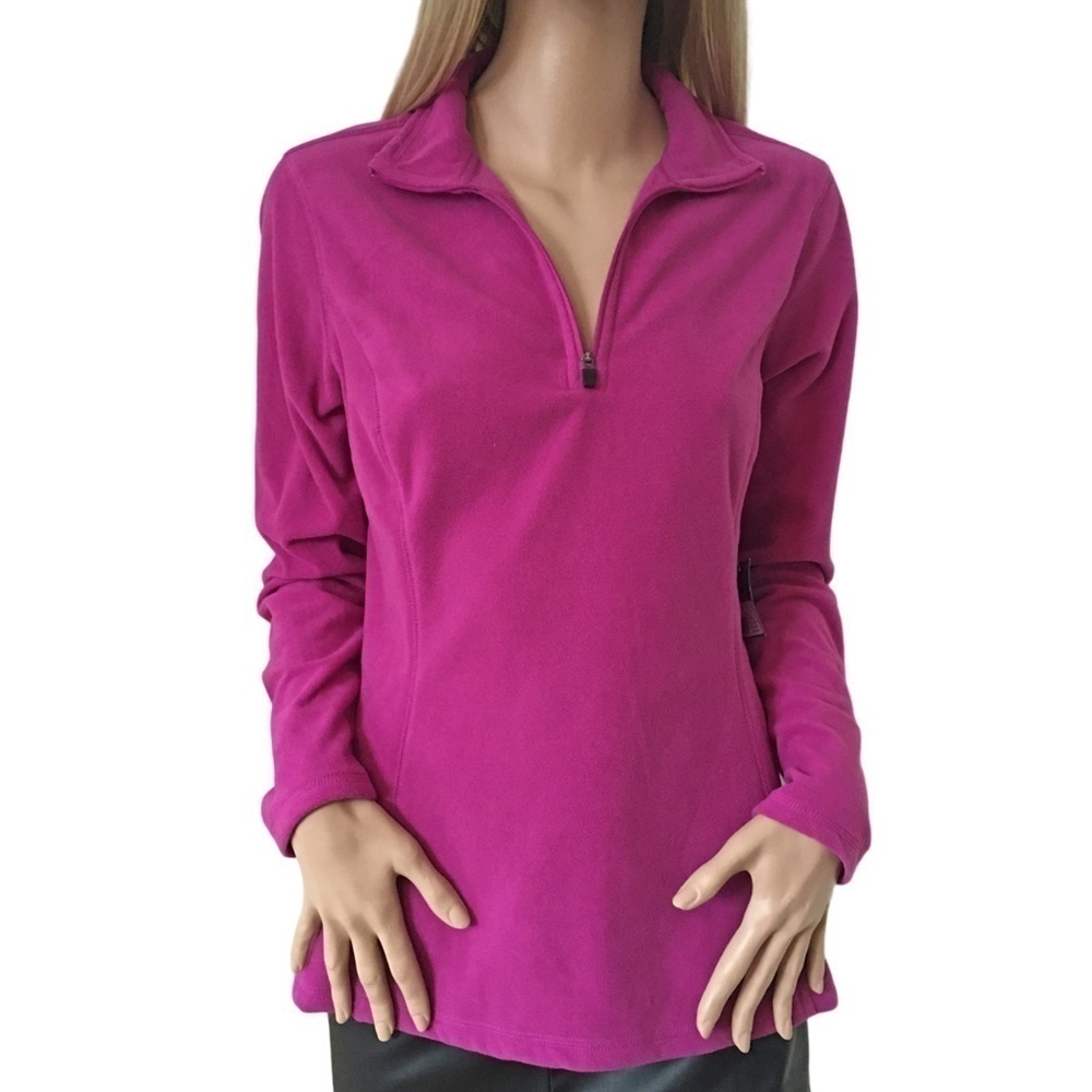 Eddie Bauer Quest ¼ Zip Pullover Top Jacket Super Soft Plush Fleece Magenta NWT